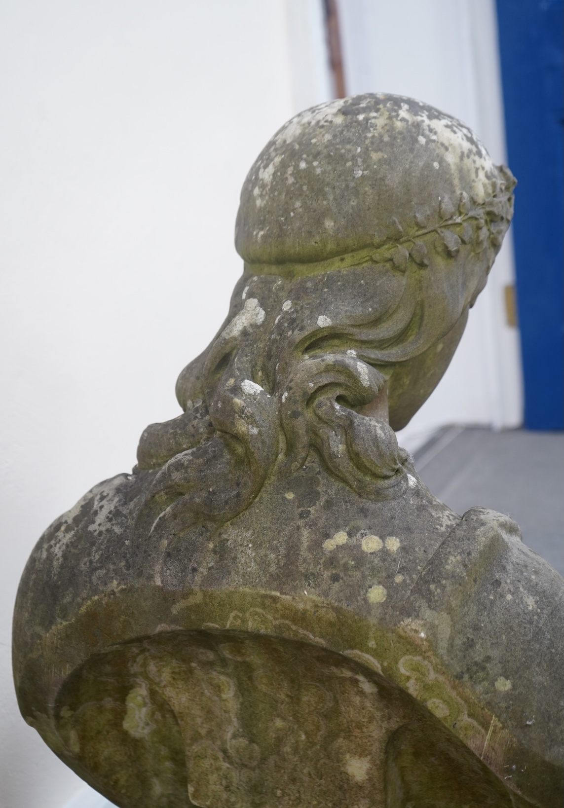 Joseph Durham (1814-77), ‘La Penserosa’, a weathered marble bust of a maiden